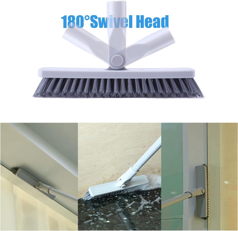 YONILL Grout Brush with Long Handle - Heavy Duty Grout Cleaner Brushes for Tile Floors, Swivel Stiff Bristles Floor Scrubber Cleaning Tool, Floor Scrub Brush for Shower, Kitchen, Baseboards and Corner - Image 3